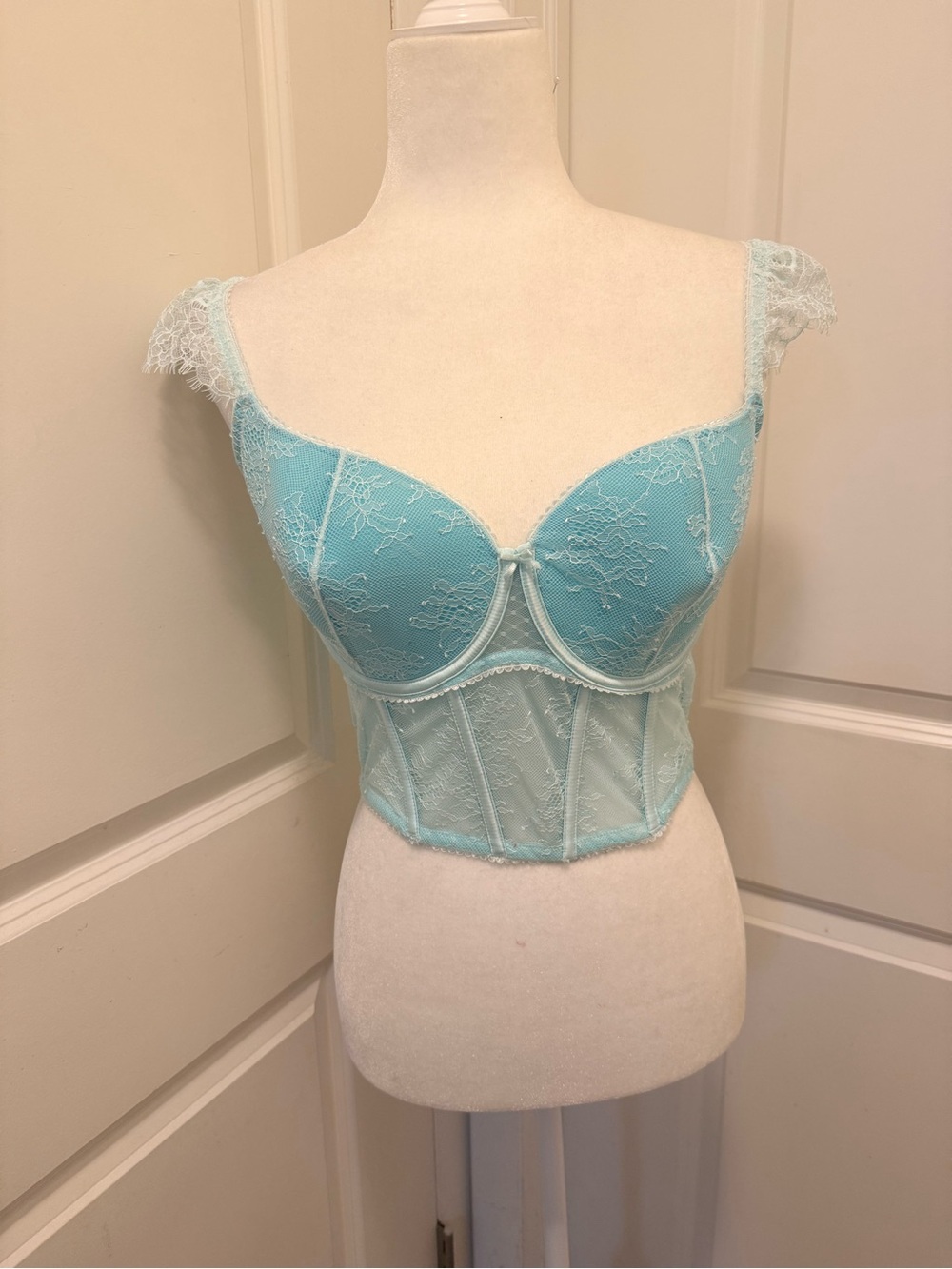 Victoria's Secret Lace Longline Bustier Bra - Aqua